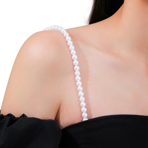 Wanheart 6mm Verstellbare BH-Träger mit Perlen – Elegante transparente Schulterträger mit Strass, rutschfest & stilvoll, ideal für Brautkleider, Tops & Abendmode