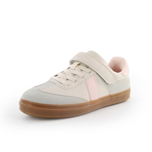 AMZZPIK Girls Shoes Size 3 White Gray with Hook and Loop Zer