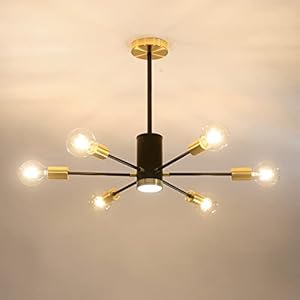 Industriële plafondlamp, 72 cm gesmeed sputnik moleculair licht met 6 lampen voor slaapkamer, hal, E27-gloeilampen niet…