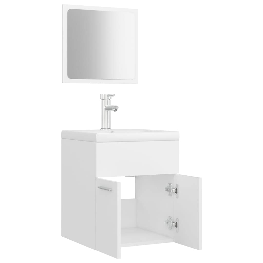 Badmöbel-Set Weiß 41 x 38,5 x 46 cm Waschbecken mit Unterschrank aus Holzwerkstoff Keramikspüle Spiegel Modern Robust für kleines Gäste-WC und Badezimmer