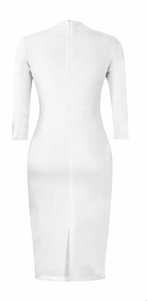 Image of Midi Dress for Women Elegance Church Dresses Office Work Bodycon Pencil Dress Casual Spring and Autumn Business Outfits