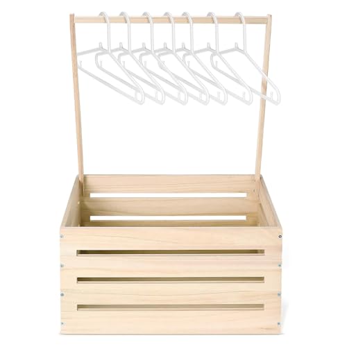 HEVOY Baby Shower Crate Closet, Clothing Organizer Rack for Baby Pets Dolls, Wooden Baby Shower Basket with Handle, Baby Personailzed Storage Crate Hamper for Pregnancy New Parent