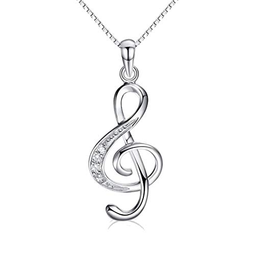 OUTLETISSIMO Collar con colgante en forma de clave de sol con brillantes hipoalergénicos, ET62