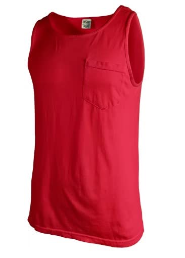 Image of Comfort Colors Men's Adult Pocket Tank Top, Style 9330 (3X-Large, Red)