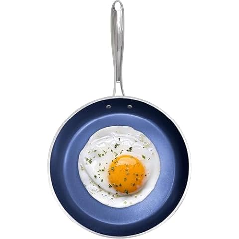 Granitestone Blue 8 Inch Non Stick Frying Pan with Mineral/Diamond Coating for Long Lasting Nonstick Frying Pan Skillet for Cooking with Stay Cool Handle, Oven/Dishwasher Safe, Non Toxic Cover