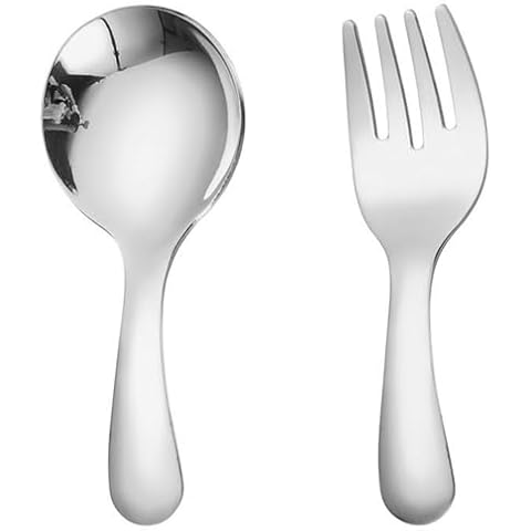 PAPABA Stainless Steel Baby Spoon and Fork Set Cover