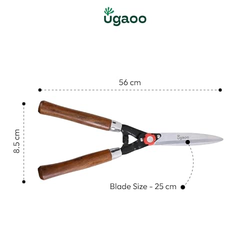 Image of UGAOO Hedge Shears for Gardening | Garden Shears & Garden Cutting Scissors | Plant Cutting, Hedge Trimming Scissors | Heavy Duty Garden Cutter Tool with Wooden Handle, 10 Inch Blade