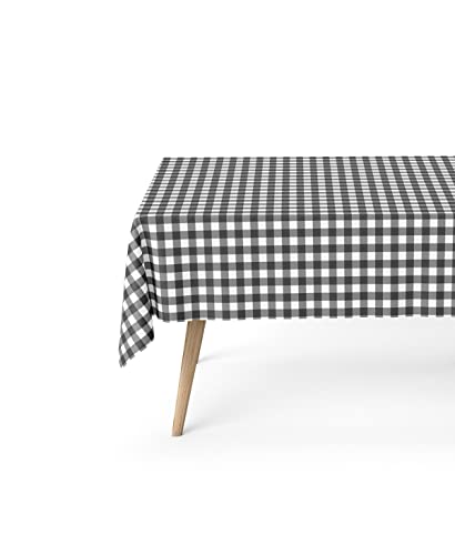 GAMUSI Mantel Antimanchas Cuadros Vichy Negro 140x180 cm Cover