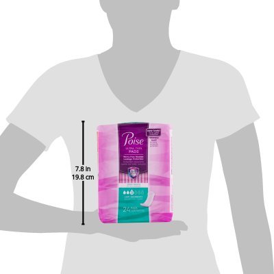 Image of Poise Female Incontinent Pad Long Length 11 inch 48536, Light, 48 Ct