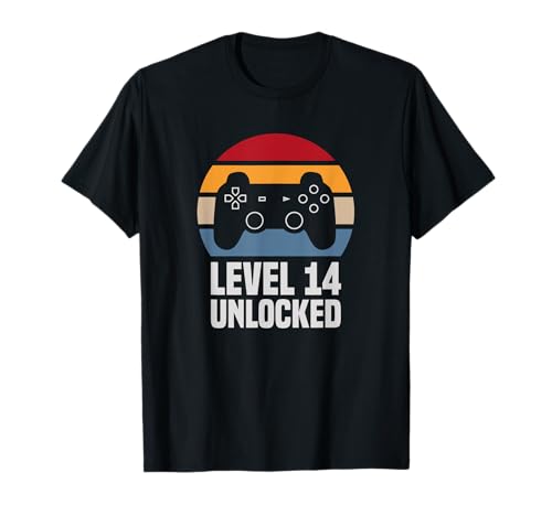 Level 14 Unlocked 14º Cumpleaños 14 Años Videojuego Camiseta