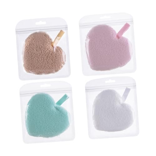 Homoyoyo 4 piezas Almohadillas de Maquillaje Reutilizables Esponjas Faciales Forma de Corazón para Limpieza Profunda y Eliminación Suave de Maquillaje Colores Surtidos para Cuidado Diario