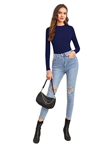 Dream Beauty Fashion Women's Full Sleeve Top Round Neck Casual Tshirt 23 Inches (BZF-Empire Top 4-P)