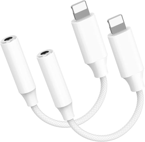 Oliveria 2 Pack iPhone Adapter Kopfh&ouml;rer, Kompatibel mit iPhone 14/13/12/11 Pro/X/XS Max/XR/8/7, Hochwertiger DAC-Dekodierungschip, 2x 3,5-mm-Audio-Klinkenadapter, Wei&szlig;