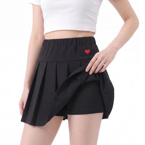 ouhos Jupe-Short Fille pour PE Kit et Sport École, Coton Biologique Respirant avec Short Intégré et Taille Réglable, Idéal Tennis 6-13 Ans (FR/ES, Âge, 6...