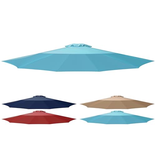 Simple Deluxe Cubierta superior de repuesto para sombrilla de patio al aire libre de 9 pies con 8 varillas, toldo de 9 pies, toldo turquesa