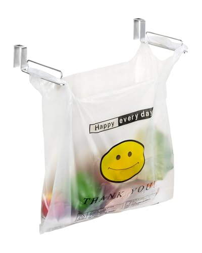 YQhゴミ袋ラック、ドア掛けビニール袋ラック、レジ袋ホルダー、ゴミ袋フック、ゴミ箱、ビニール袋再利用、キッチン戸棚ドア収納用品、18-8ステンレス、省スペース