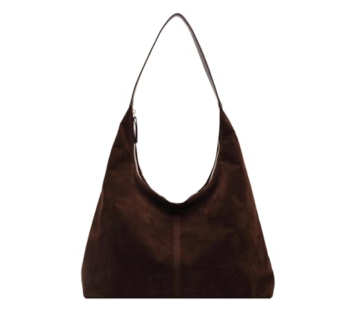 Bolsos Hobo de cuero para mujer, monederos marrones, bolso de gamuza holgado, bolso de mano de gamuza para otoño, Style5-coffee