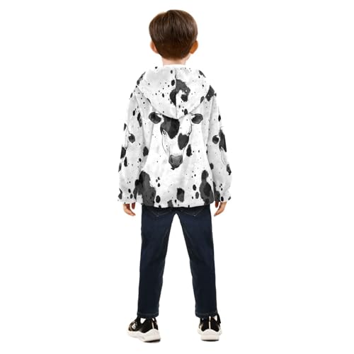 Cute Cow Country Animal Toddler Fleece Jacket Girl Boys Hooded Fleece Jacket Coat Warm Outwear Zip-up 3-10T4