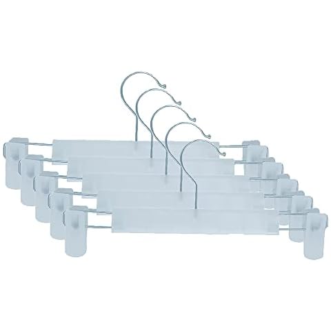Muellery Plastic Pants Hangers Adjustable Clips Non Slip Space Saving Slim Skirt Opaque Hangers 5P TPAG47220Opaque Cover