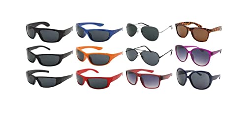 Wholesale Lot of 48 Sunglasses On 4 Panel Counter Display Polycarbonate UV400 Unisex Assorted Styles and Designs