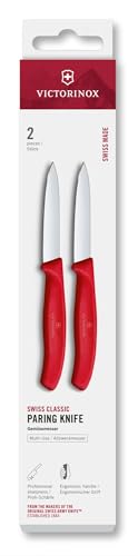 Victorinox Swiss Classic, Schäl- und Gemüsemesser Set, 2teilig, Extra Scharfe Klinge, Gerader Schliff für Präzise Schnitte, 8 cm, Rostfreier Stahl, Rot 2