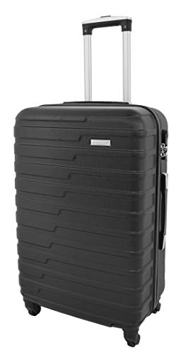 A1 FASHION GOODS Robust 4 Wheel Suitcases ABS Black Lightweight Digit Lock Luggage Travel Bag (Medium | 66x42x27cm/ 3.20KG, 66L)