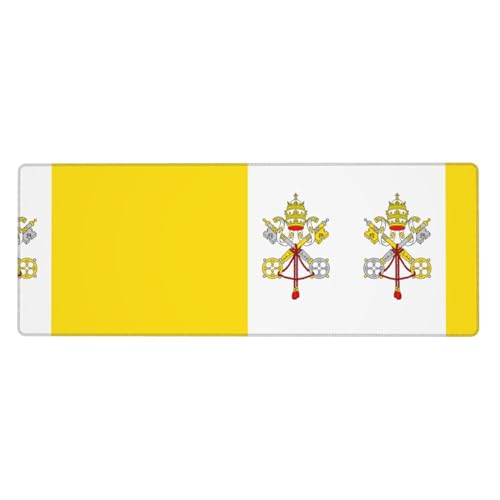 KKAFGBV Grand tapis de souris de jeu imprimé drapeau du Vatican - 11,8 x 31,5 pouces antidérapant et imperméable pour clavier, ordinateur