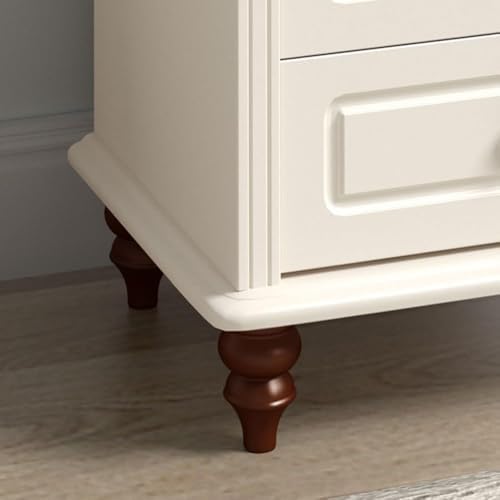 Vintage Narrow Nightstand with Drawers - Stylish Bedside Table with Wooden Legs for Small Spaces, Ideal End Table for Living Room & Bedroom (50cm)