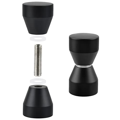 FOROREH 2 Stück Duschtürknöpfe Badewannentürgriff Edelstahl Duschtürgriff Türknauf Ausstattungstürgriff Doppelknöpfe Schwarz Matt für Duschtür Glastüren