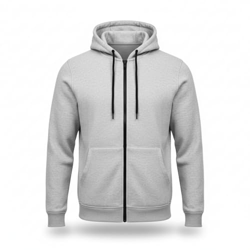 ITRAT Men’s Zip Up Hoodie Sweatshirt Full Zip Hooded Sweatshirt Fleece Hoodie Jacket Warm Casual Winter Athletic Streetwear Lounge Workout Zip Hoodie (M, Grey)
