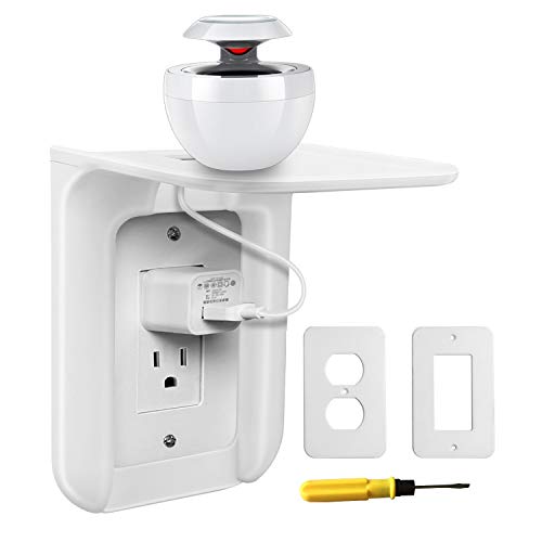 LEDES Wall Outlet Shelf Power Perch Works with Standard Vertical Duplex/Decor Outlets, Charging Shelf for Devices up To 7 lbs, like Smart Home Speaker, Cell Phones etc - White