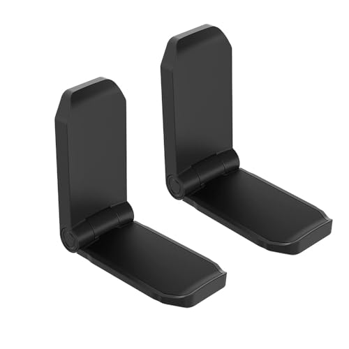 KIWIFOTOS 2 Pack Adhesive Desk Headphone Hanger, PC Gaming Headset Holder Stand, Adhesive Holder Mount for Wall, Foldable Headphones Hook Mount Under Desk - Black,Two Pack