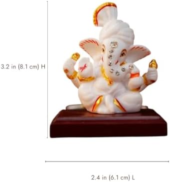 Servdharm Pagri Ganesh Ji Murti Idol Decorative Showpiece for Home Decor | Ganesh Idol for Car Dashboard, Home Temple, Office Desk, Pooja Room | God Idols for Puja & Festival Statue Gifting 3.2"