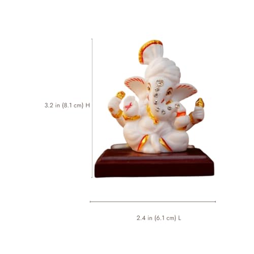 Servdharm Pagri Ganesh Ji Murti Idol Decorative Showpiece for Home Decor | Ganesh Idol for Car Dashboard, Home Temple, Office Desk, Pooja Room | God Idols for Puja & Festival Statue Gifting 3.2"