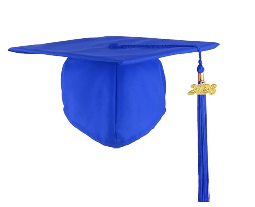 UIALECG Unisex Adult Matte Graduation Cap with 2026 Tassel for High School and College Royal Blue Graduation Cap 2026