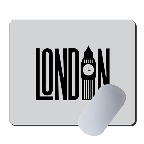 Image of My Print Shop London Theme Mouse Pad 9 x 7.5 Inch (23 x 19 cm) | Big Ben & Red Double Decker Bus Design | Non-Slip Rubber Base | Smooth Surface | 3mm Thick Mouse Pad for Office, Home & Study