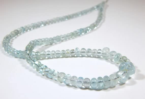 Perles d'aigue-marine lisses rondelles 10x4mm pour fil de bijoux de 45cm
