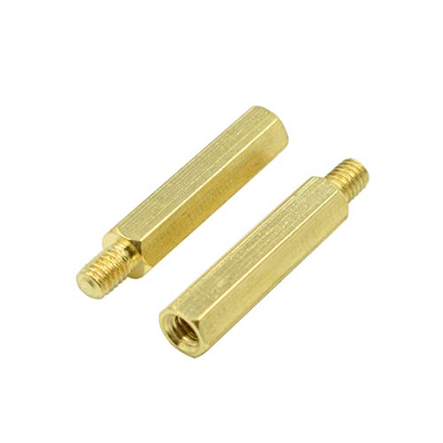 Hxchen M4 x 25mm + 6mm Male Female Thread Brass Hex Standoff Spacer Screws PCB Pillar - (20 Pcs)