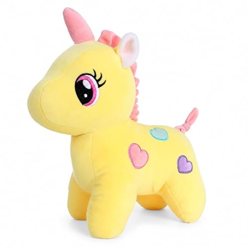 Image of Yellow Unicorn 25cm | Ultra Soft Plush Stuffed Toy | Cute Hugging Pillow | Gift for Kids Boys Girls