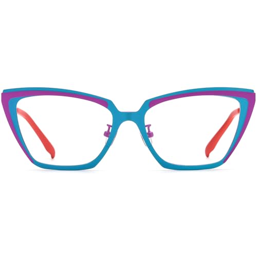 Image of FONEX Colorful Pure Titanium Glasses Frame Women Retro Round Eyeglasses