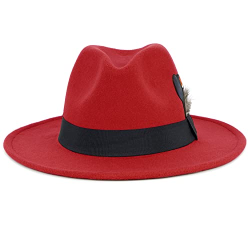 image for FADACHY Classic Fedora Hat for Men & Women Wide Brim Felt Hat Panama D