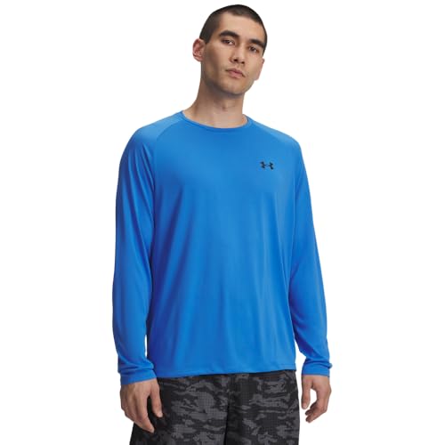 Under Armour Men's Tech 2.0 Long-Sleeve T-Shirt, (402) Blue Atlantis / / Black, Large