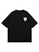 VIPWOLF Men's Letter Print Distressed T Shirts Vintage Short Sleeve Y2k Baggy Shirts Black Graphic Medium