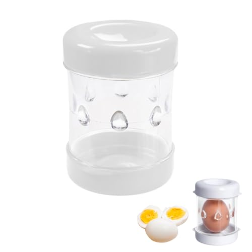 Liroyal ゆで卵殻むき器 エッグ殻むき器 からむき器 手動殻剥きツール 食品グレードPP素材 凹凸ペレット設計 上下左右スイング 滑り止め凹み 洗いやすい両端開口 高9.6cm×幅8cm レストラン用 家族用 うずらの卵対応 ホワイト