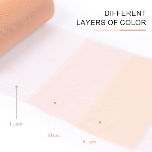 Image of Nude Tulle Fabric Ribbon 6 Inch by 25 Yards Rolls Fabric Spool Tulle for Gift Wrapping Wedding Decorations Craft Supplies DIY Tutu Skirt Baby Shower Birthday Party