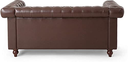 Image of Luxury Velvet 2 Seater Chaise Lounge Sofa - Tufted Chesterfield Modern Couch with Button Tufted Back Elegant Lounge Couch for Living Room, Bedroom, Office