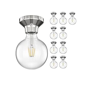 ledscom.de LED plafondlamp ELEKTRA Porseleinen zilveren bol incl. E27 G125 lampen warmwit per stuk 838lm, 10 st.