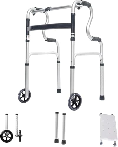 Andador plegable con altura y asiento ajustables, ayuda móvil para mejorar la estabilidad y el apoyo