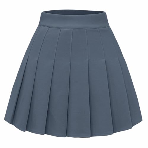 Timormode Femme Jupe Plissé Mini Haute Taille Patineuse Évasé Écolière de Tennis TMBZQ09 Grey XS