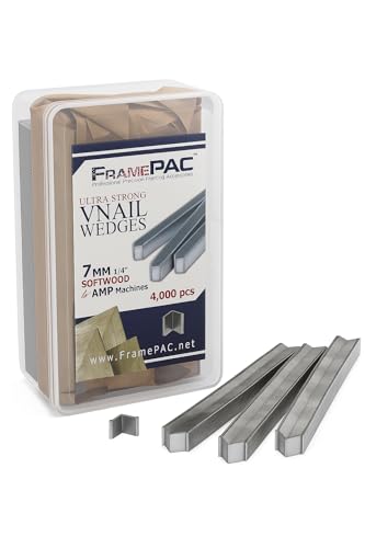 Image of V Nails for Picture Frames Softwood (AMP) 7mm (1 /4 Inch) [4000 V-Nail Pack, Stacked] - (for use in Automatic V Nailer for Picture Framing, Automatic V Nailer for Picture Frames)